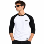 White Full Sleeve T-Shirt With Black Arm