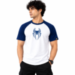 Spider Print T-Shirt With Blue Arm